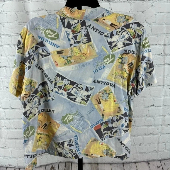 Jamaica Bay Antigua Novelty Print Tropical Button Down Shirt Size Petite XL - Picture 4 of 5